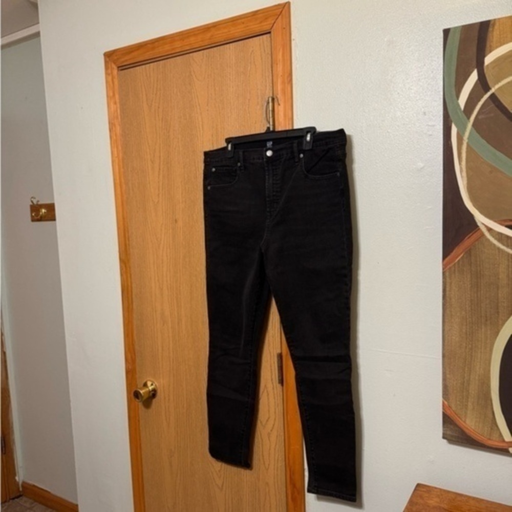 Gap "True Skinny" Size 34R Solid Black High-Rise Skinny Leg Jeans w/28.5" Inseam